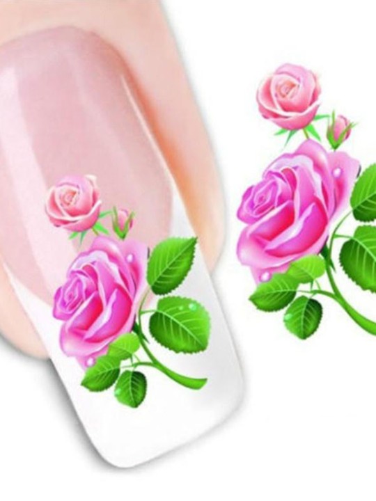 Women's Fashion One Sheet Rose Print Nail Art Stickers Decals Decorations