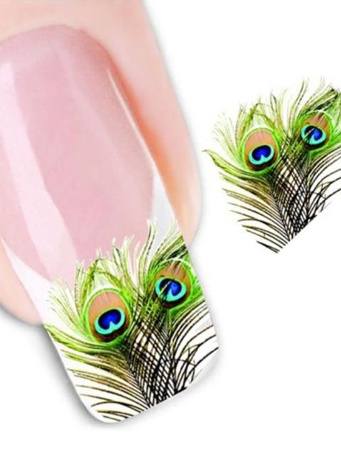 Naisten muoti yhden arkin Peacock Print kynsitaide Tarrat Tarrat