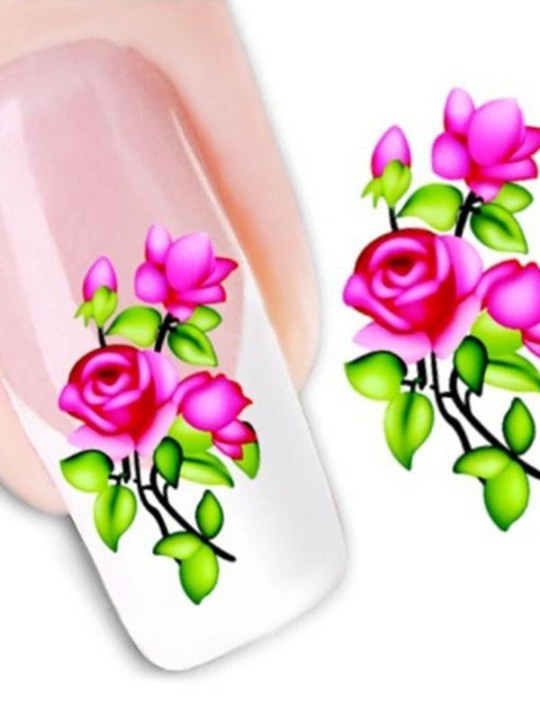 Women's Fashion One Sheet Floral Print Nail Art Stickers Decals Decorations