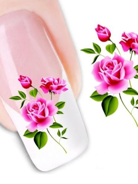 Damen Accessoire Ein Blatt Blumendruck Nail Art Aufkleber Decals Dekorationen
