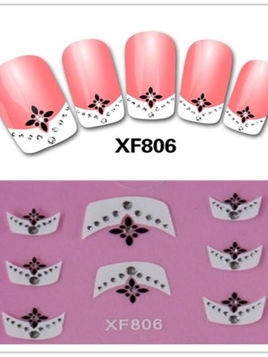 Ny design 3D manikyr franska nagelkonst klistermärken Vattenöverföring nagelverktyg Dekorationer DIY klistermärke