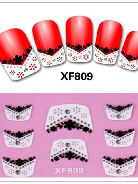 Uusi muotoilu 3D-manikyyri ranskalainen kynsitaidetarra Vedensiirtokynsityökalujen koristeet DIY-tarra