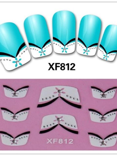 Uusi muotoilu 3D-manikyyri ranskalainen kynsitaidetarra Vedensiirtokynsityökalujen koristeet DIY-tarra