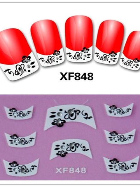 Uusi muotoilu 3D-manikyyri ranskalaiset kynsitaidetarrat Vedensiirtokynsityökalujen koristeet DIY-tarra