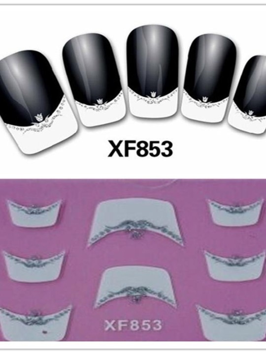 Ny design 3D manikyr franska nagelkonstklistermärken Vattenöverföring nagelverktyg Dekorationer DIY klistermärke