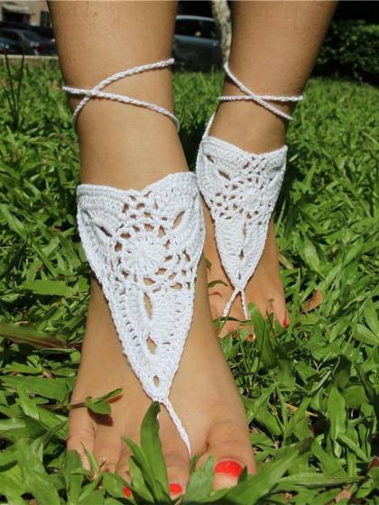 Barefoot Sandals Strönd Brúðkaup Bridal Yoga Dance Foot Skartgripir Prjónað ökkla Armband Tornozeleira Pulseras Tobilleras 1 par