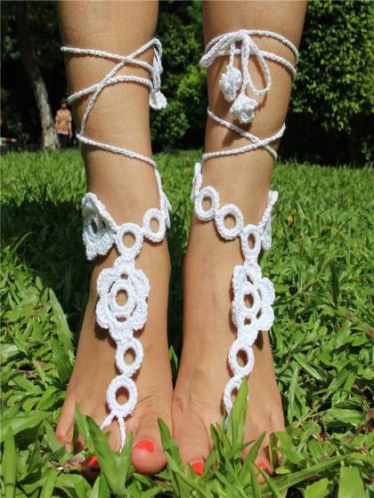 Sandálias Descalças Praia Do Casamento de Noiva Yoga dança Pé Joelho Malha Tornozeleira Pulseira Tornozeleira Pulseras Tobilleras 1 par