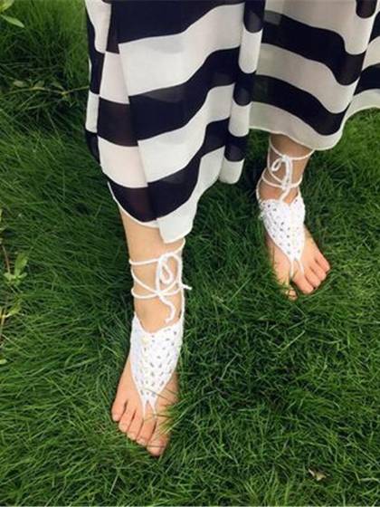 Barefoot Sandals Strönd Brúðkaup Brúðarjógadans Fótskartgripir Prjónað ökklaband Tornozeleira Pulseras Tobilleras 1 par