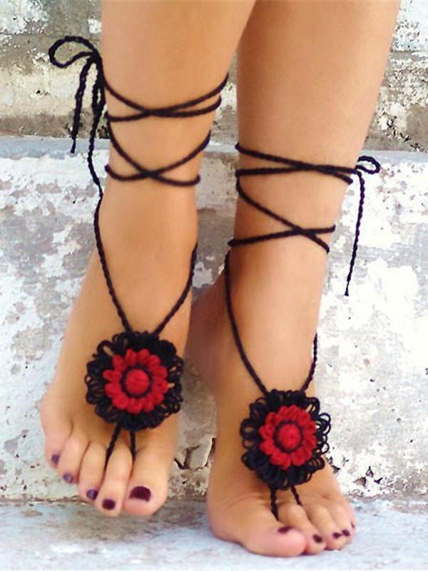 Barefoot Sandals Strönd Brúðkaup Brúðarjógadans Fótskartgripir Prjónað ökklaband Tornozeleira Pulseras Tobilleras 1 par