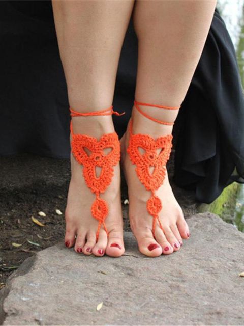 Barefoot Sandals Strönd Brúðkaup Brúðarjógadans Fótskartgripir Prjónað ökklaband Tornozeleira Pulseras Tobilleras 1 par