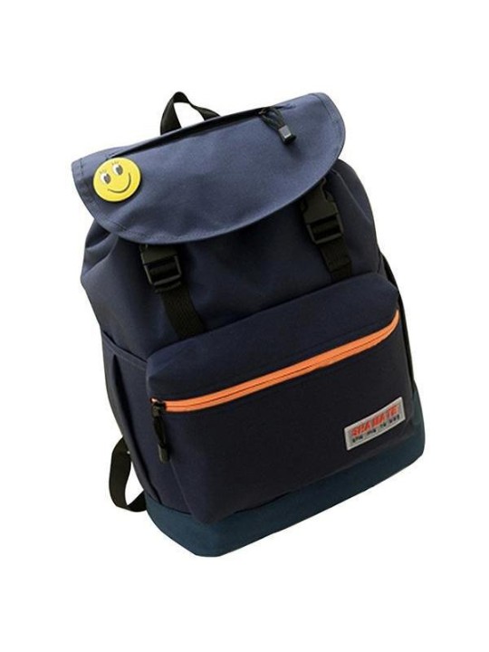 Casual mochila de lona fivela Bookbag para as mulheres duplas Shouler School Bags (azul escuro)