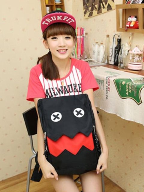 Unisex Cute Teeth Shoulders fashion canvas bag computer bag casual backpack Cartoon canvas shoulder bag school bag