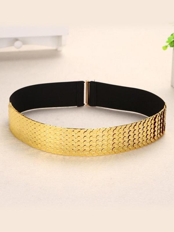 Det nya guldmetallbältet Kvinnlig personlighetsskala Metal Elastic Wide Beltle