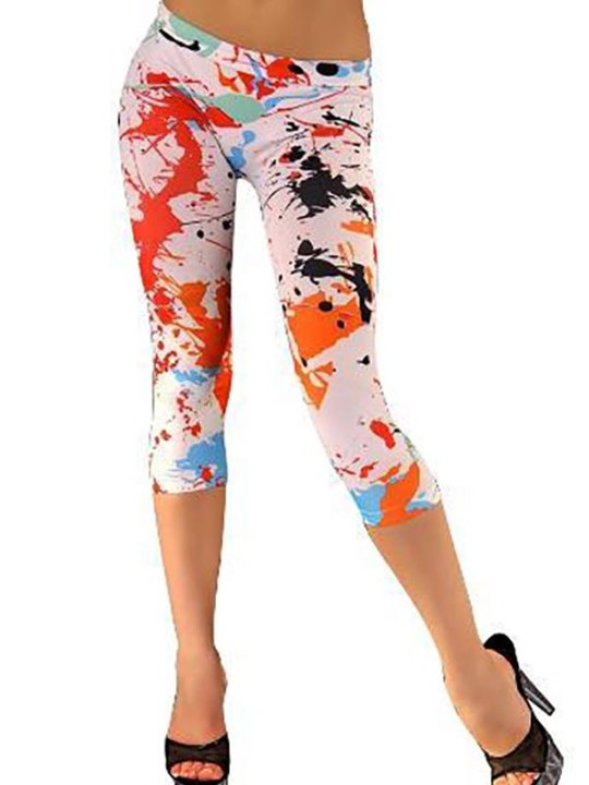 Mode Graffiti Print Beskurna Sexiga Stretchable Panty Tights Leggings