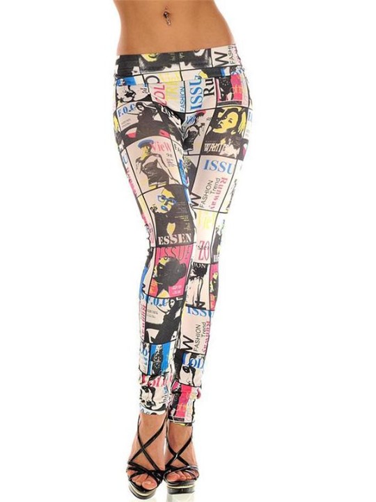 Femmes Graffiti Été Printemps Slim Crayon Leggings Pantalons Collants Skinny