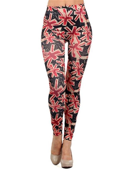 Uk Flag kvenna Sumar Vor Slim Pencil Leggings Buxur Sokkabuxur Skinny