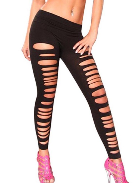 New Black Stretchy Getting Ripped Leggings Medias Pantalones Clubwear