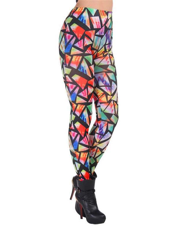 Collants extensibles graphiques à motifs irréguliers pour femmes