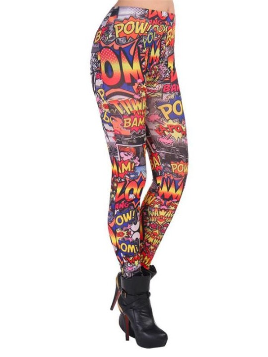 Patrón de Graffiti de las mujeres Tie Dye Graphic Stretchy Medias Leggings Pantalones
