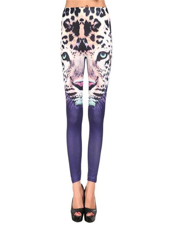 Kvinnors Tiger 3D-tryck Slim Footless Ankel Length Legging