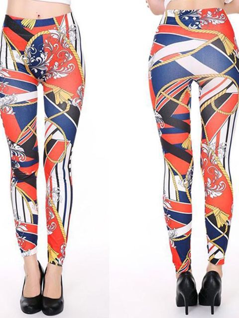 Moda feminina Digital 3D Barroco Do Vintage Impresso Slim Leggings Calças Stretchy Calças Apertadas Moda