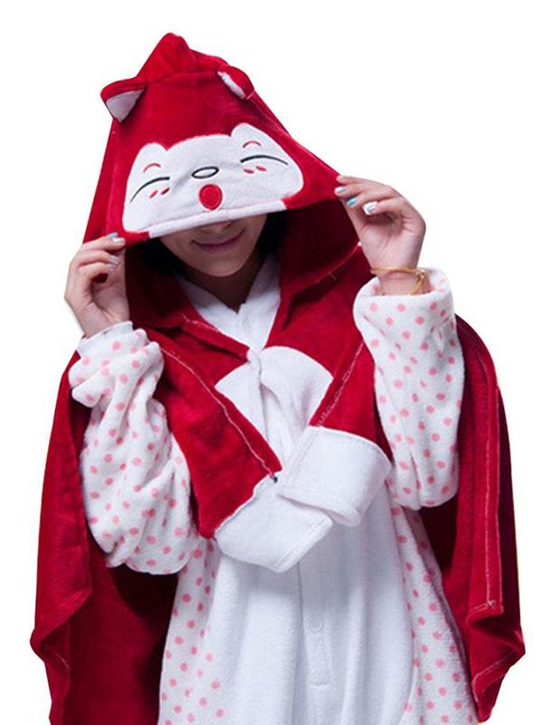 Animal Kigurumi Red Cloak -asut Unisex Anime Ali Cosplay -huivipuku Pehmeä huppari Fleece -viitta