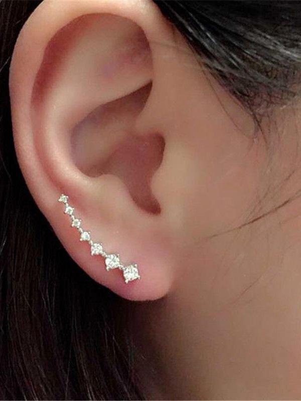 Women's New Fashion Rhinestone Gold Silver Crystal Earrings Ear Hook Stud Jewelry Gift