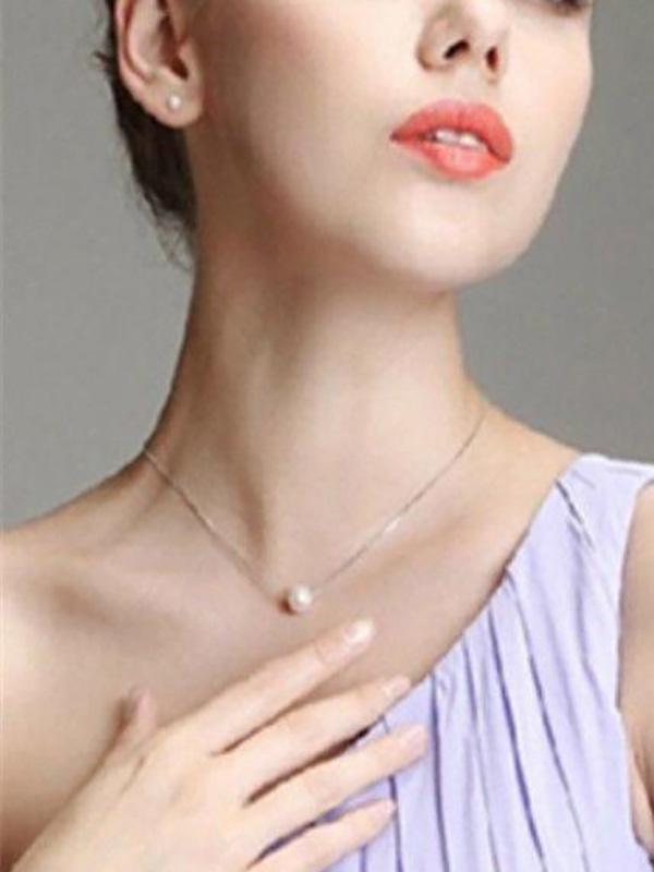 Tíska Women&#39;s Single Pearls Bib Choker Statement Collar Chain Hálsmen Hengiskraut