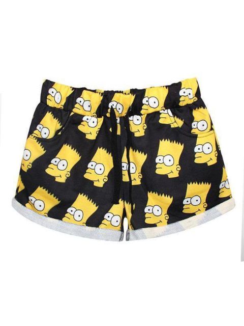 Calças do short de Hip Hop da cópia dos desenhos animados de Digitas 3D das mulheres com cintura do cordão