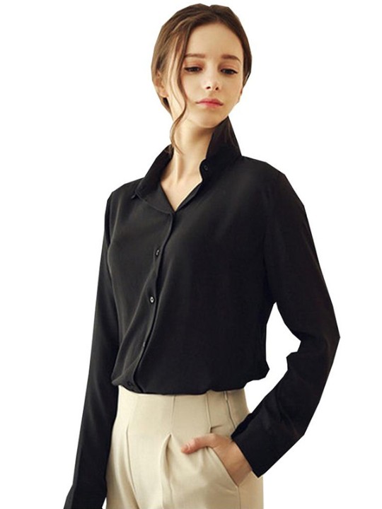 T-shirt das mulheres Soltas Chiffon Top Casual Estilo Verão Camisa Formal Blusas