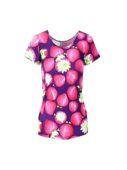 pullover kvenna stuttbuxur jarðarber stafræn prentunar stuttermabolur