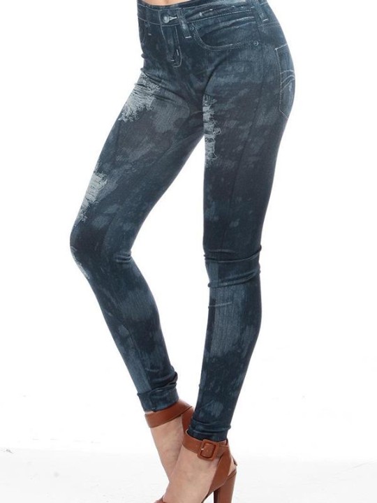 Mode Femmes Jeans Leggins Skinny Leggings Slim extensibles Pantalon crayon en denim