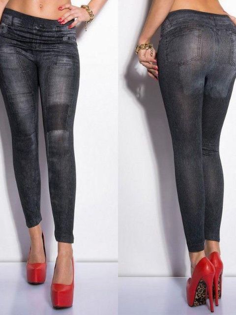 Las mujeres de moda Jeans Leggins flacos elásticos delgados Leggings Denim Pencil Pants