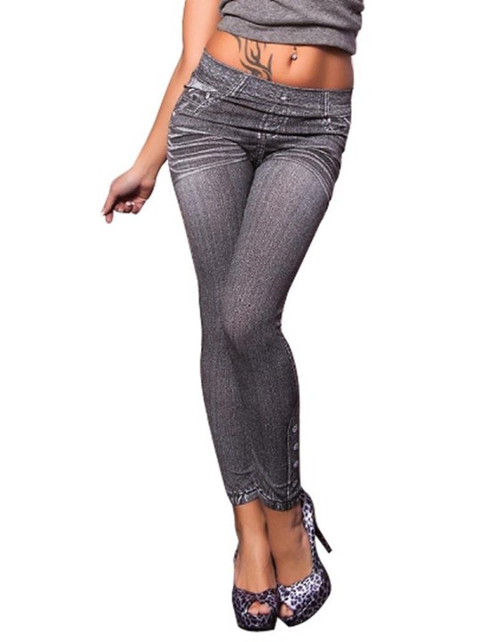 Tíska kynþokkafullur Show Thin Denim gallabuxur eins og Kitty Print Leggings buxur sokkabuxur