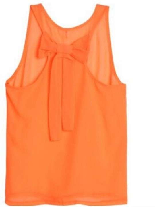 Blusas de gasa sin mangas de las muchachas de moda con Bowtie Back Camisas de gasa Candy Colors S-XL