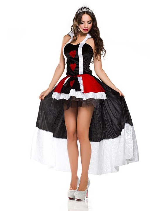 Sexy encantadora rainha de copas vestido de traje vestido / w coroa