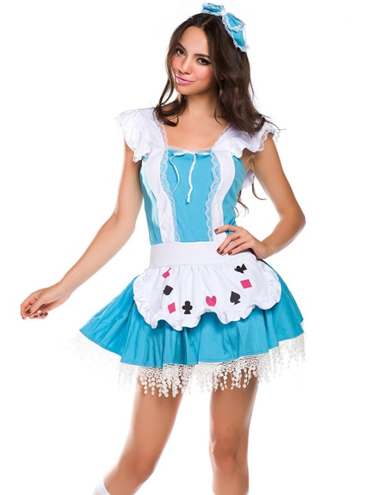 Sexet County Wench Girl Halloween kostume kjole pandebånd