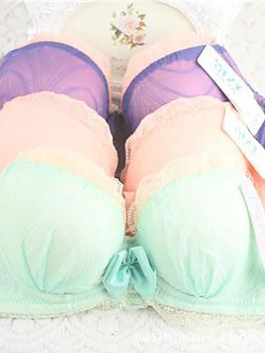 Hot Damemode Slikfarve Sexet Polstret Push Up Skønhed Sød bomulds-bh-undertøj