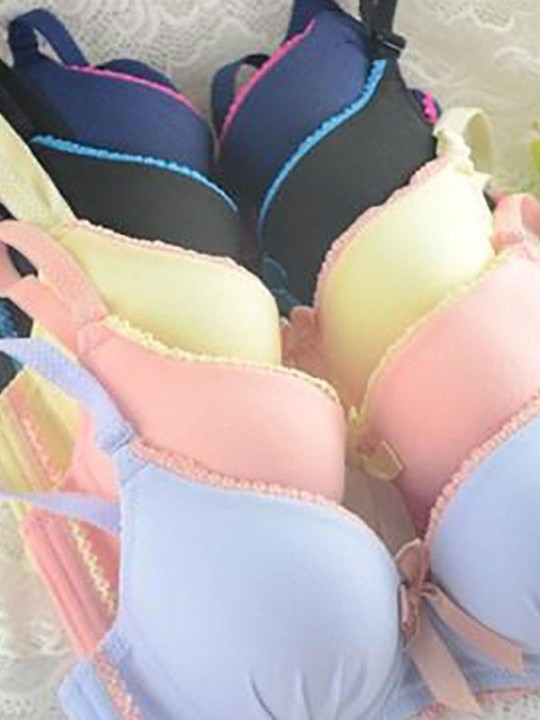 Neue Damenmode Candy Farbe Sexy Gepolsterte Push Up Baumwolle Bh Unterwäsche Kleine Brust