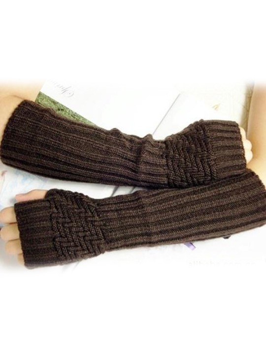 Fingerless Elastic Winter Thick Arm Warmers Gloves for Ladies