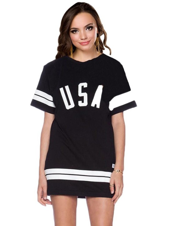 Womens Girls Oversized American Baseball T-Shirt Top Varsity Lose Dress_TQ