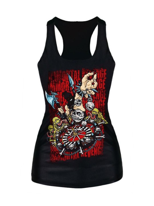 Ladies Summer Zombies Skull Digital Print Tank Tops Blouse Gothic Steampunk T-Shirts