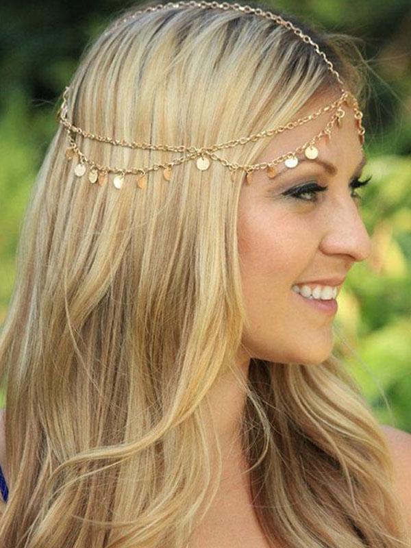 Moda Feminina Linda Shinning Borla Cabeça De Metal cadeia Headbands Jóias Cabeça Pedaço de Cabelo banda