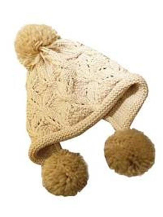 Senhoras das mulheres Coréia Malha De Crochê flora Beanie Pom Pom Chapéu Cap Ear Flap Earmuff chapéus de inverno quente Cap