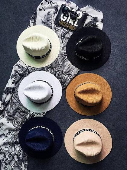 Uusi muoti unisex kesäloma &quot;rakkaus&quot; sun Jazz iso reunustettu olki säädettävä hattu