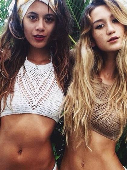 Lace Knit Bra bralet vintage Boho Beach Bikini Bandeau strappy bustier crochet halter crop top