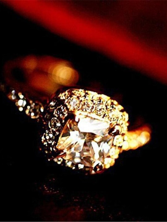 Damenmode Square Princess Edelstein Kristall Flash Diamond Vintage Ehering