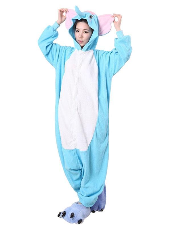 Söt Dam Mode Unisex Blå Elefantdräkter Pyjamas Unisex Härlig Nattkläder Kigurumi Cosplay Kostym