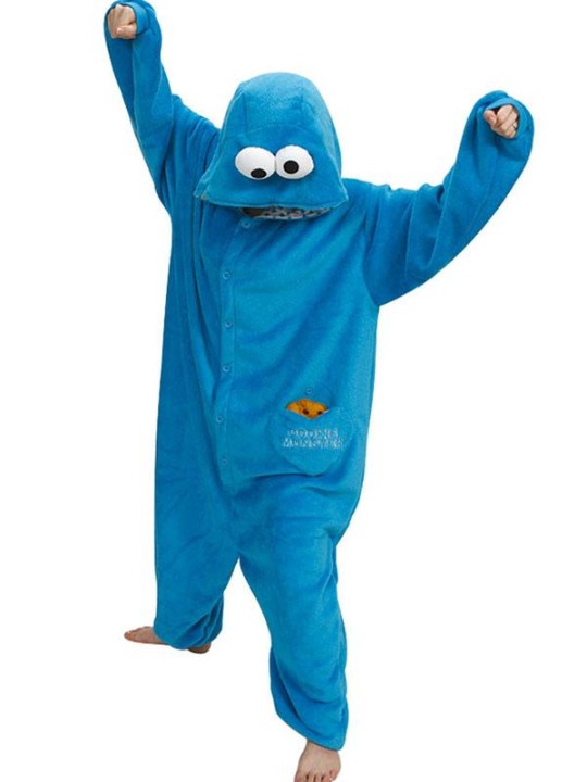 Sleepsuit Pyjamasdräkter Xmas Gift Blue Sesame Street Vuxen Kigurumi Animal Costume Cosplay