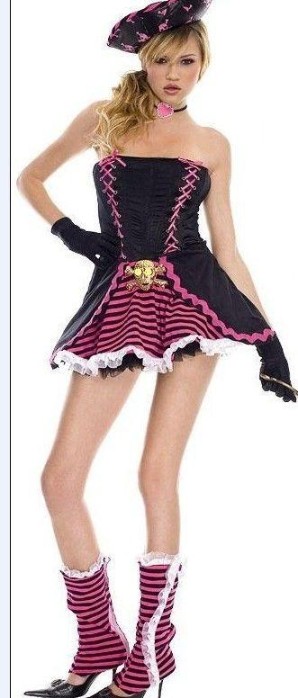Sexiga piratskattdräkter Vuxen Halloween-kostym Fancy Party Dress Set 4PCS